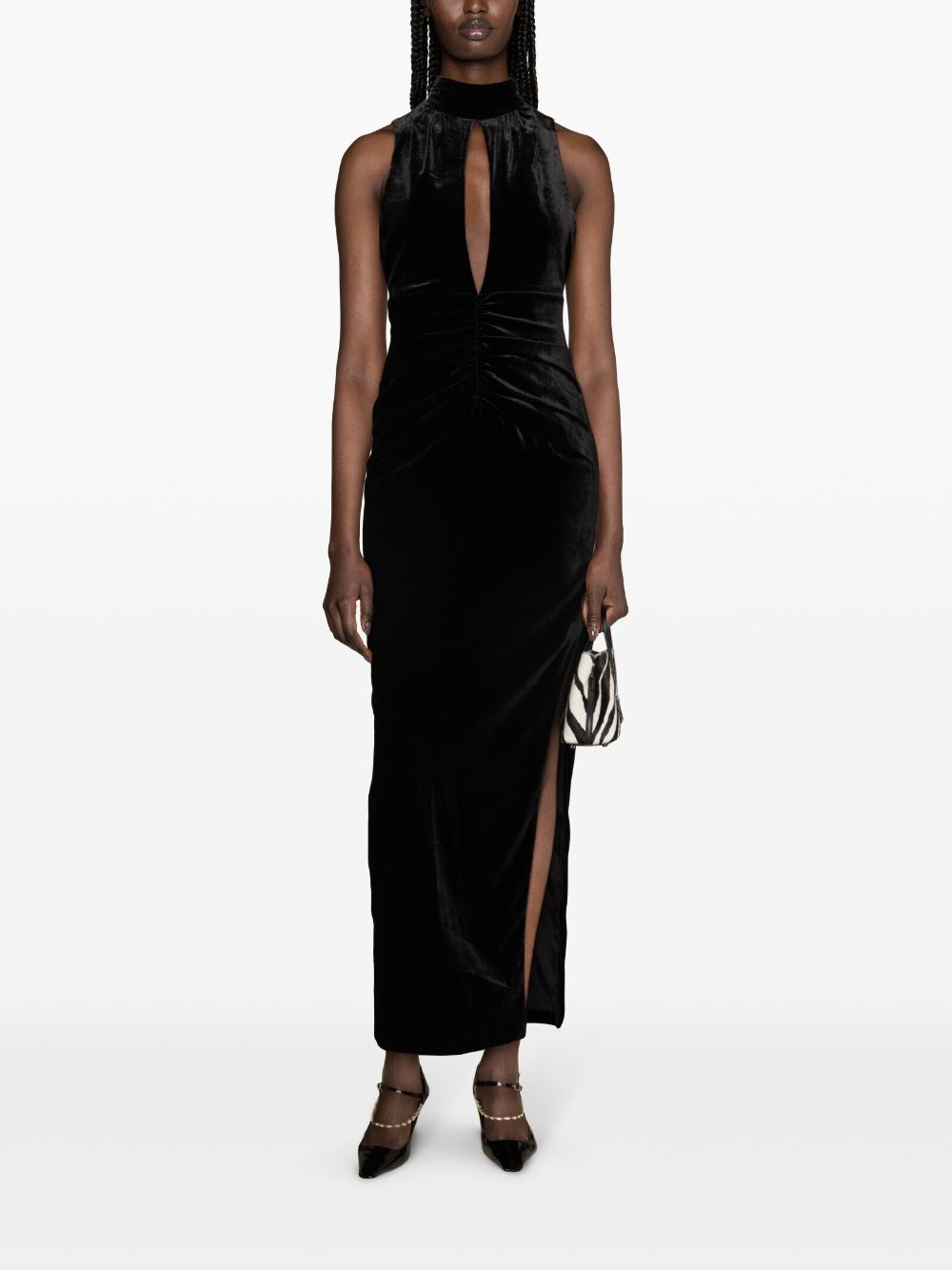 ruched velvet gown - 2