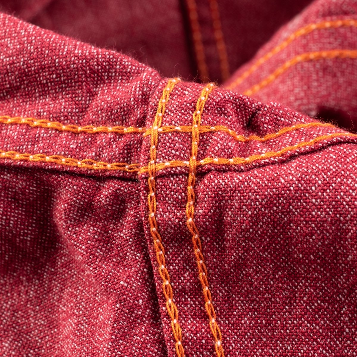 IHSH-289-RED 10oz Mock Twist Selvedge Chambray Western Shirt - Red 'The Salt and Cayenne' - 12