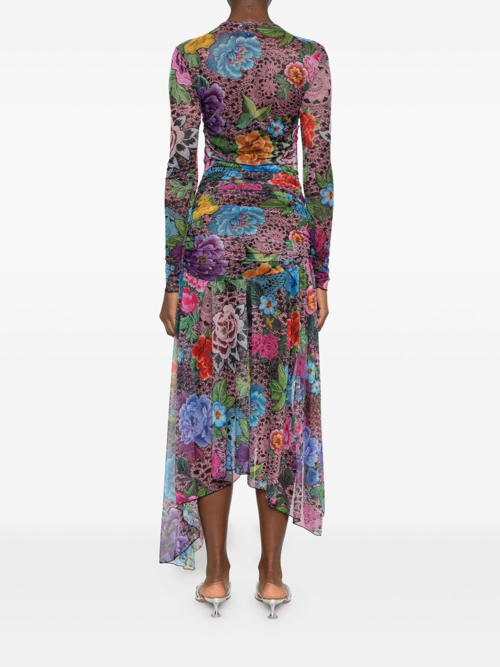 floral-print asymmetric midi dress - 4