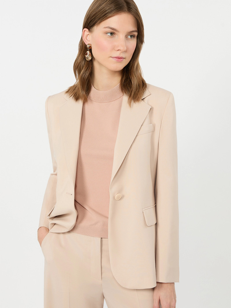 LAMINE Single-breasted stretch wool blazer - POWDER 5