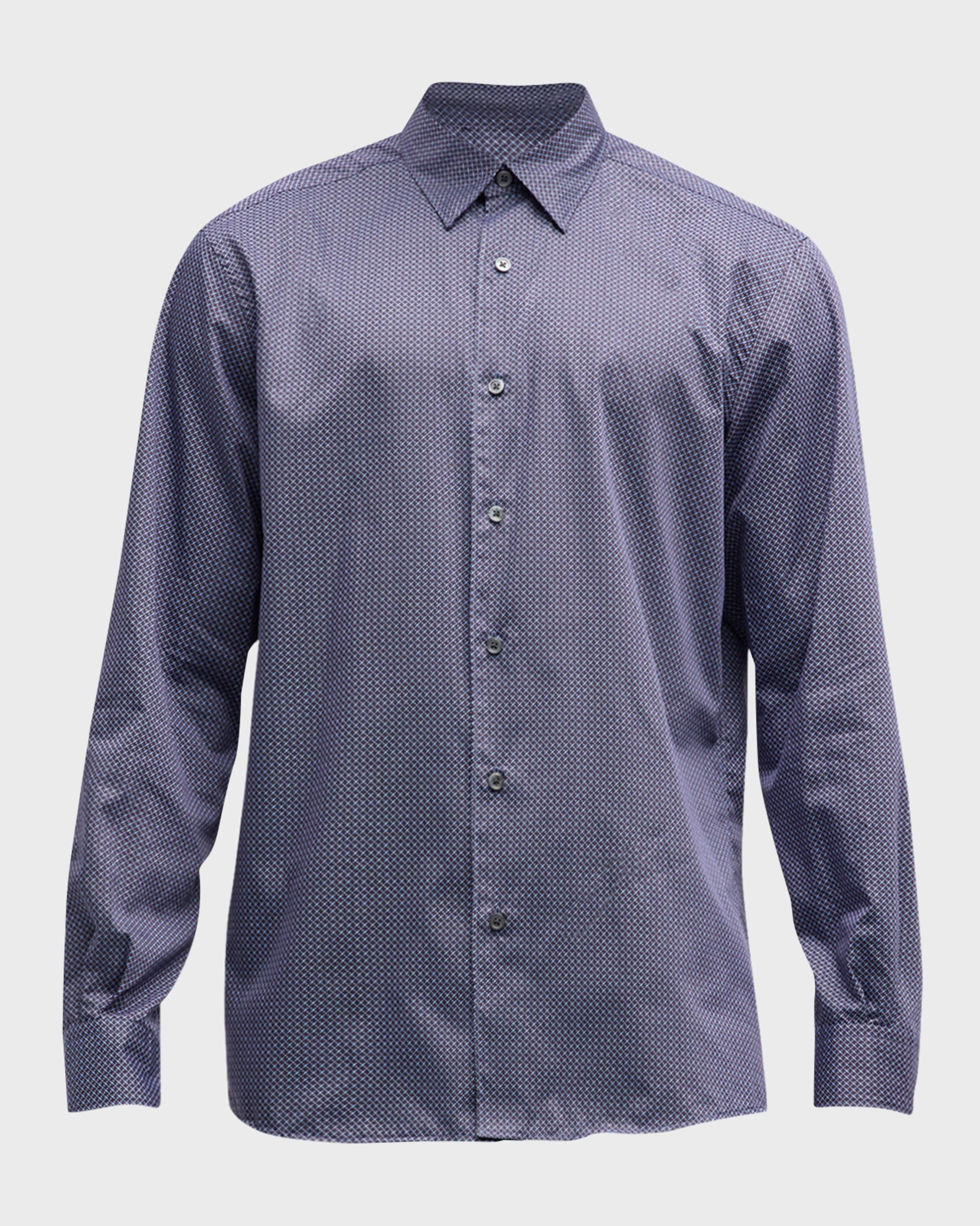 Men's Cotton Geometric-Print Sport Shirt - 1