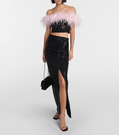 self-portrait Sequined ruched maxi skirt outlook