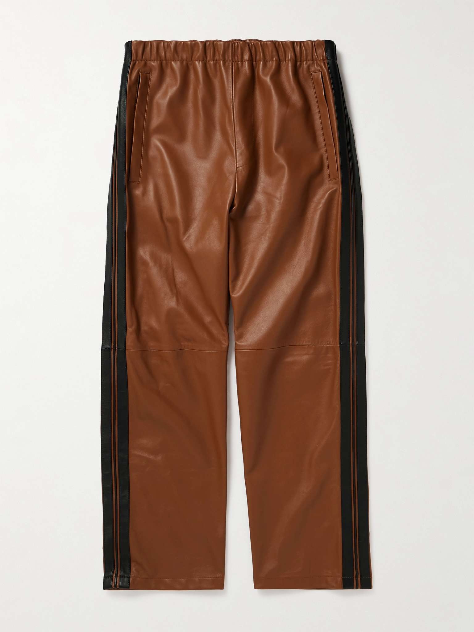 Straight-Leg Striped Nappa Leather Trousers - 1