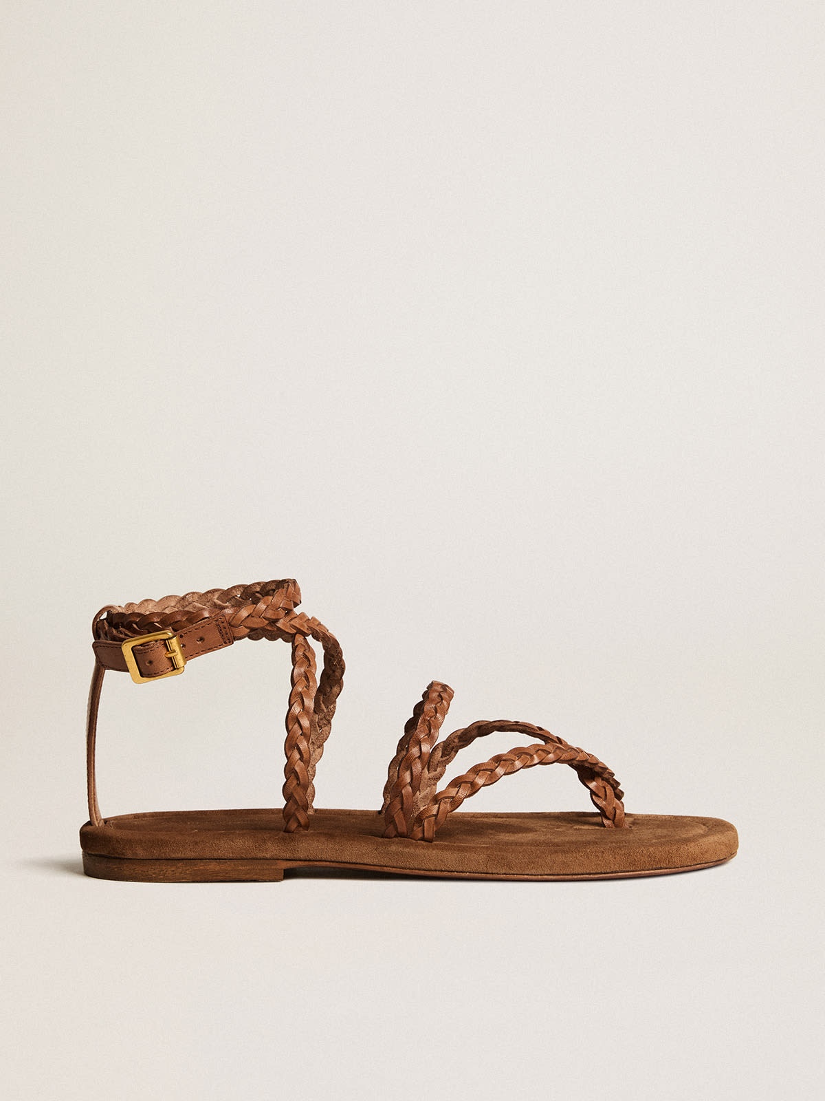 Penelope flat sandals in brown leather with suede sole - 1