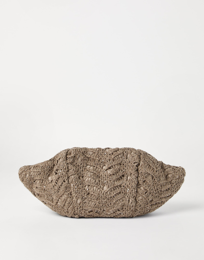 Foliage lace knit marina pouch in linen and silk Diamond yarn - 1