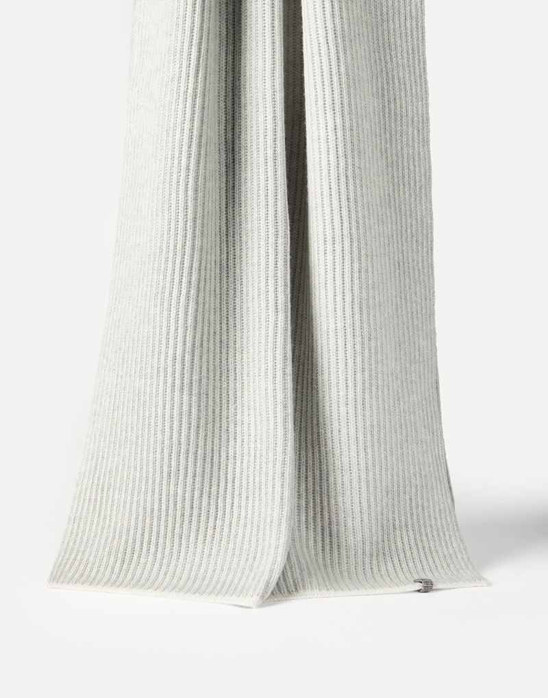 Cashmere English rib knit scarf with monili 1