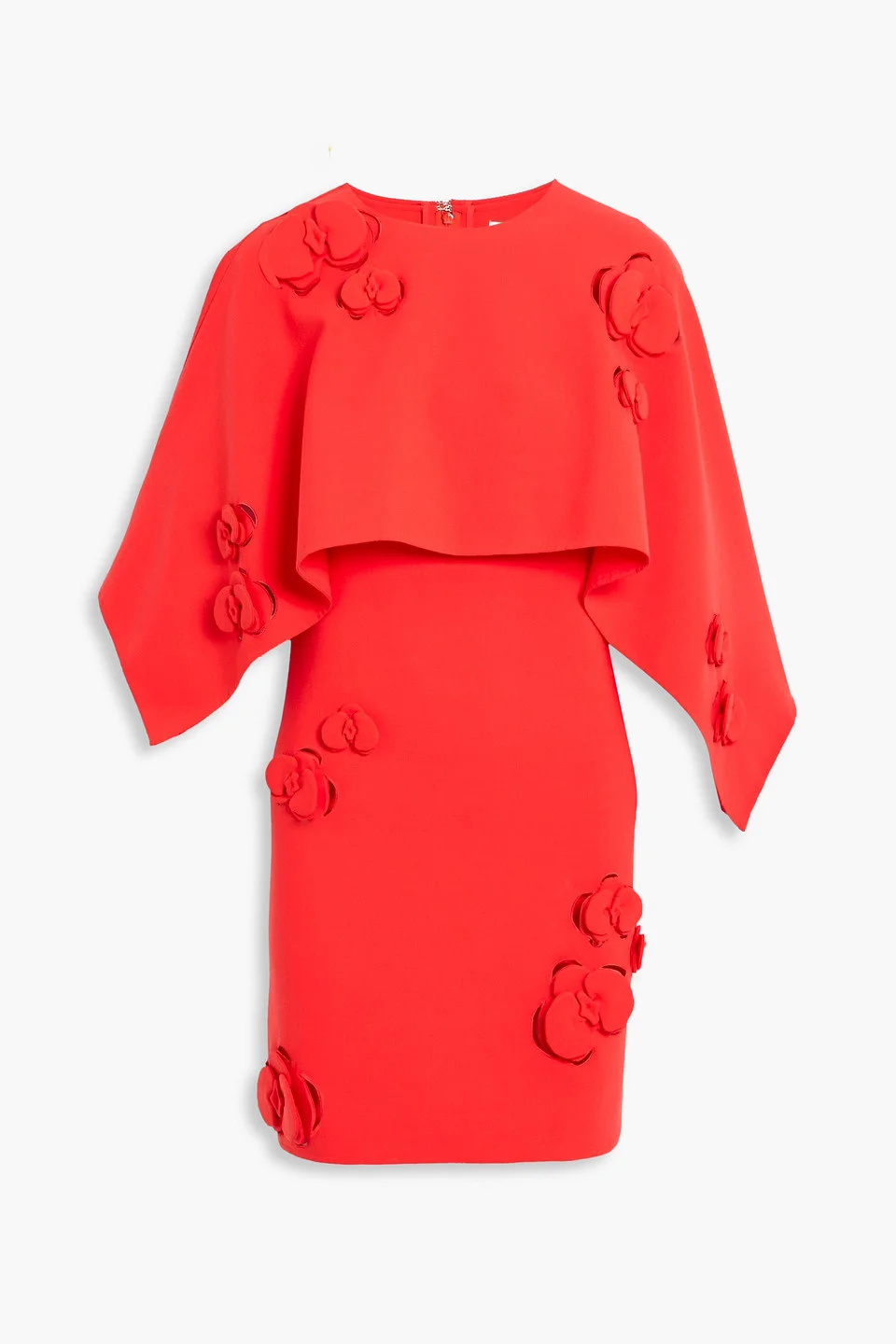Cape-effect floral-appliquéd wool-blend mini dress - 1