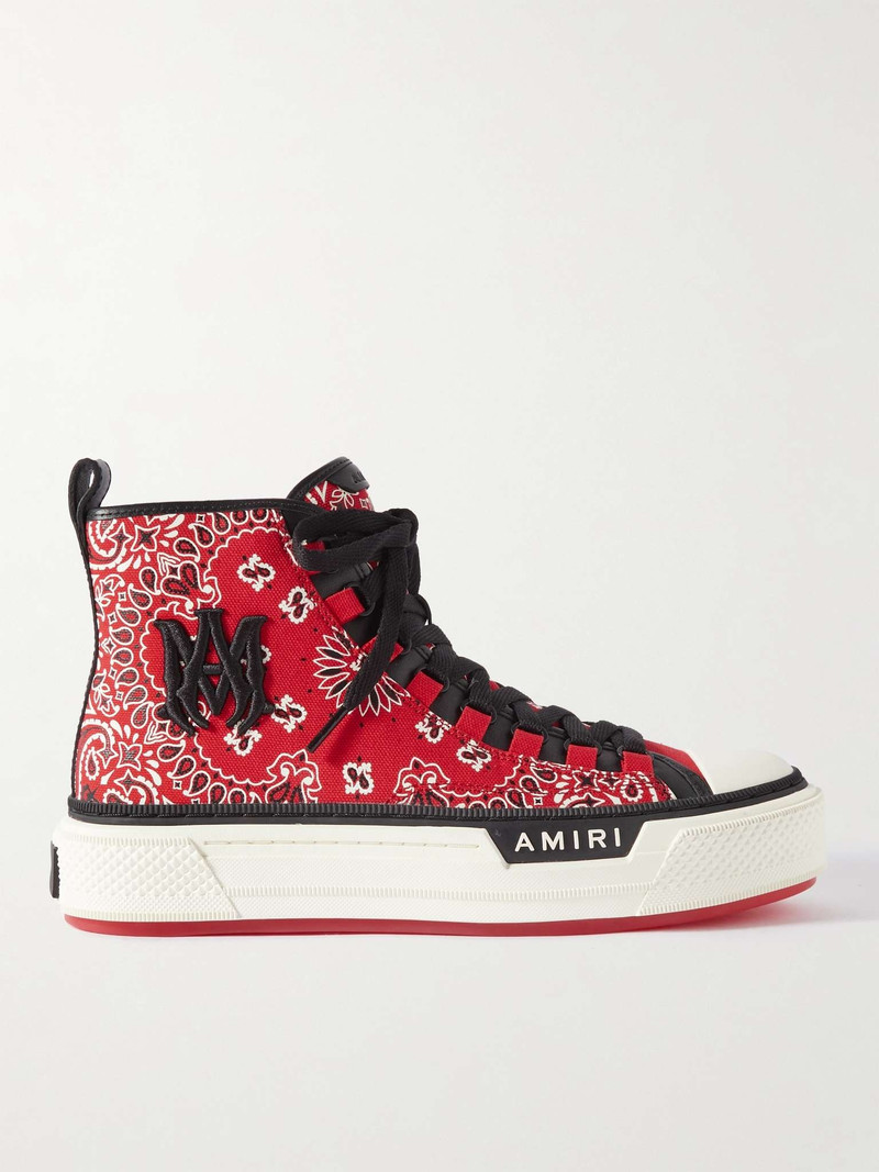 Leather-Trimmed Paisley-Print Canvas High-Top Sneakers - 1