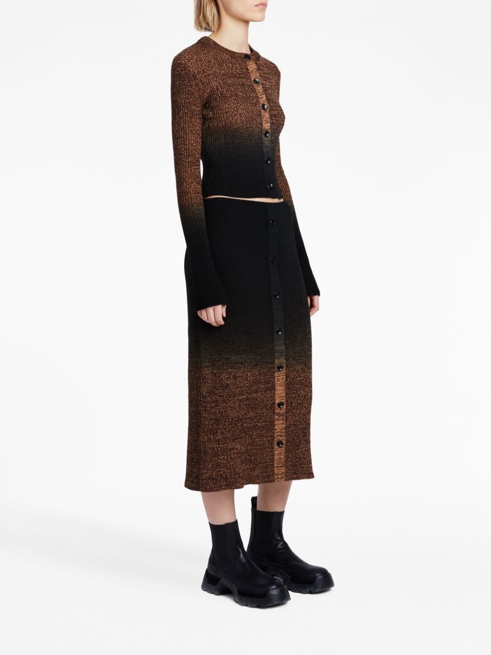 gradient-effect knitted midi skirt - 3