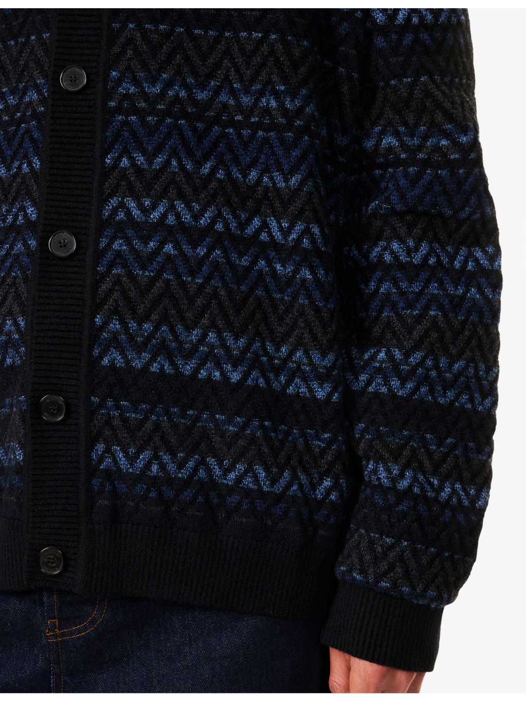 Chevron Relaxed-Fit Knitted Cardigan - 5