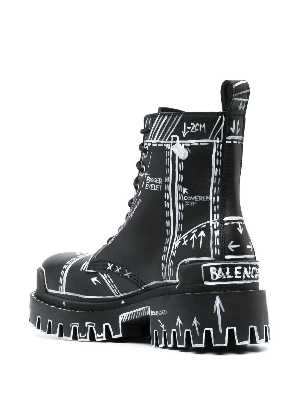 graphic-print leather combat boots - 3