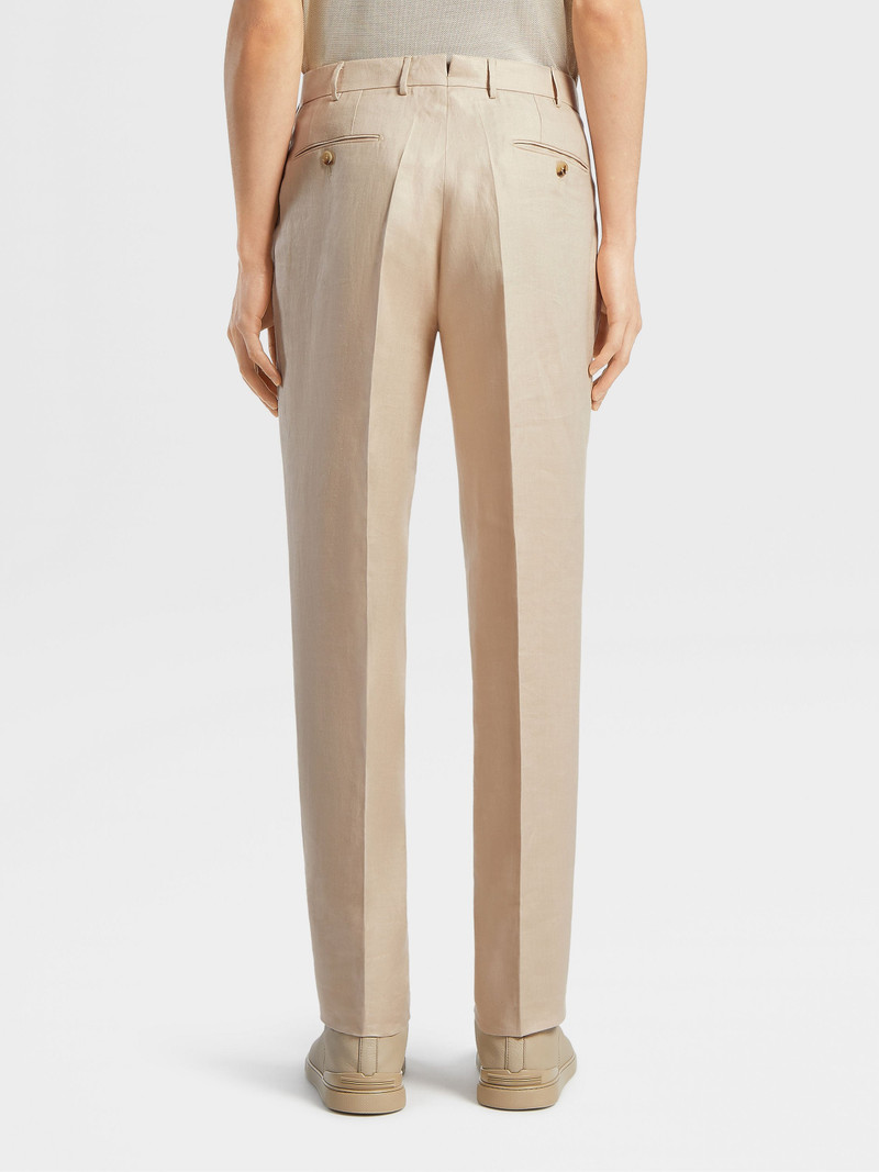 ZEGNA LIGHT BEIGE PURE LINEN PANTS - 573F04A5-75TB12 | REVERSIBLE