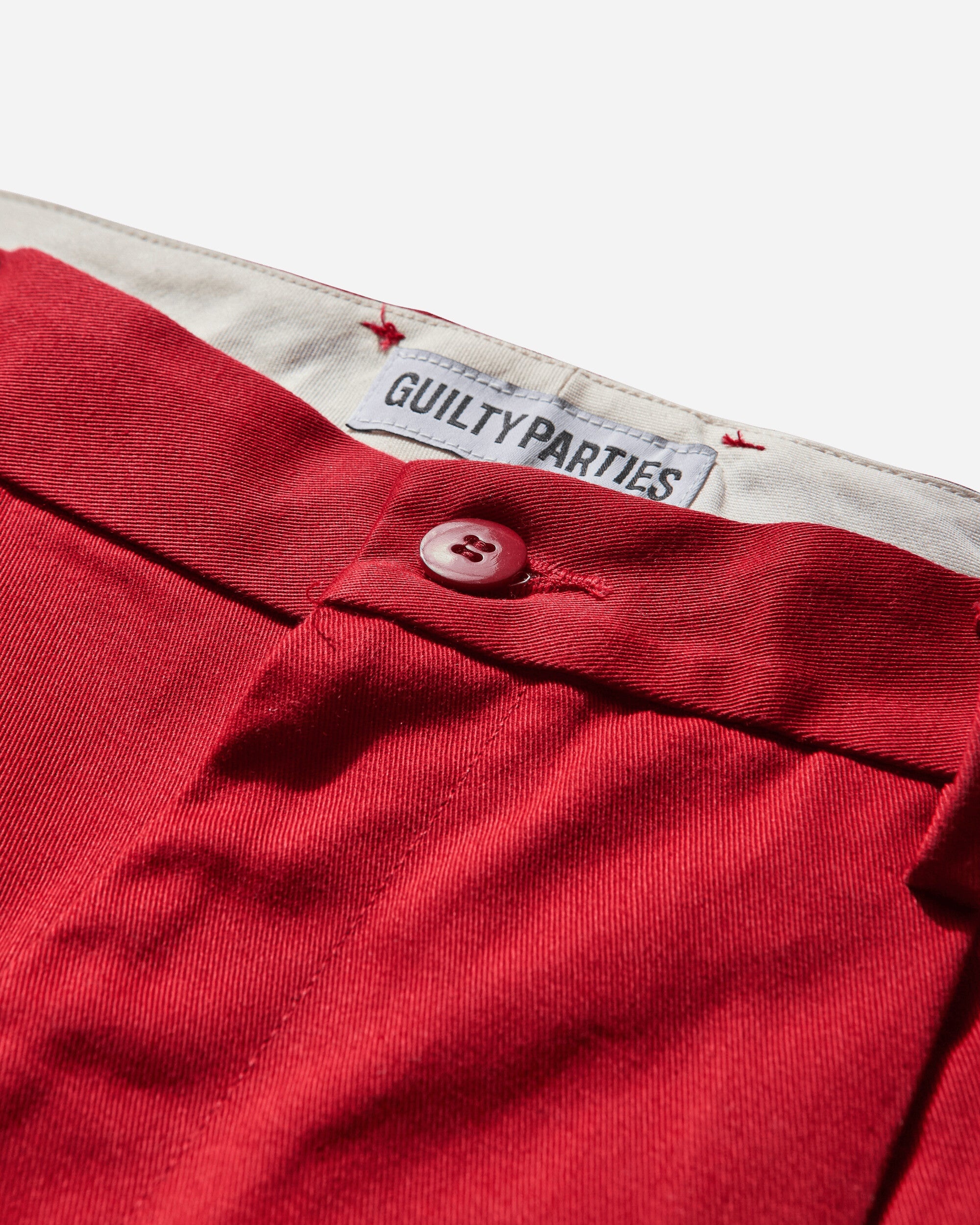Men's Double Pleated Chino Trousers Red - 3