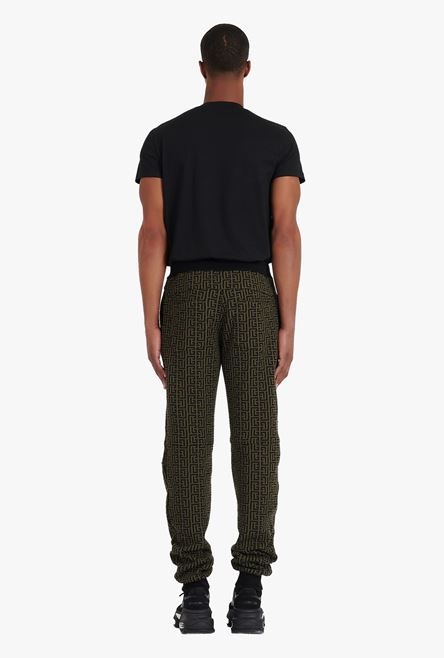 Khaki and black cotton sweatpants with Balmain monogram - 3