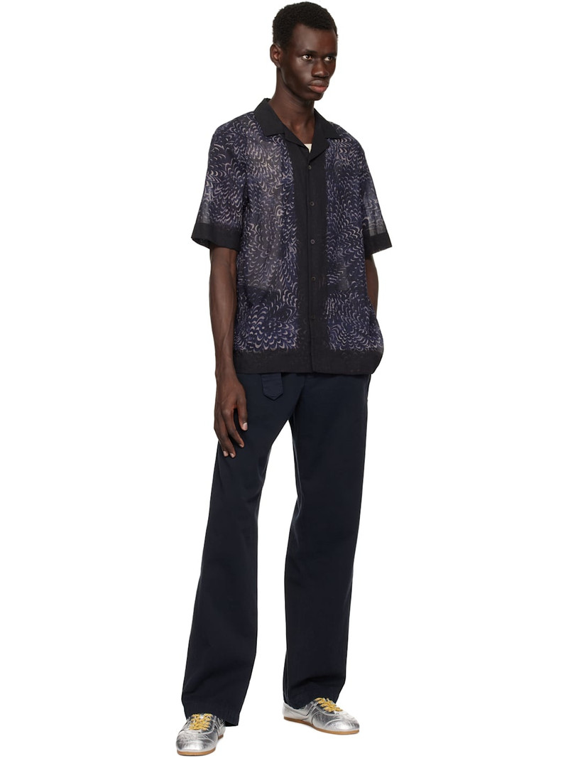 Dries Van Noten Navy Straight Belted Trousers outlook