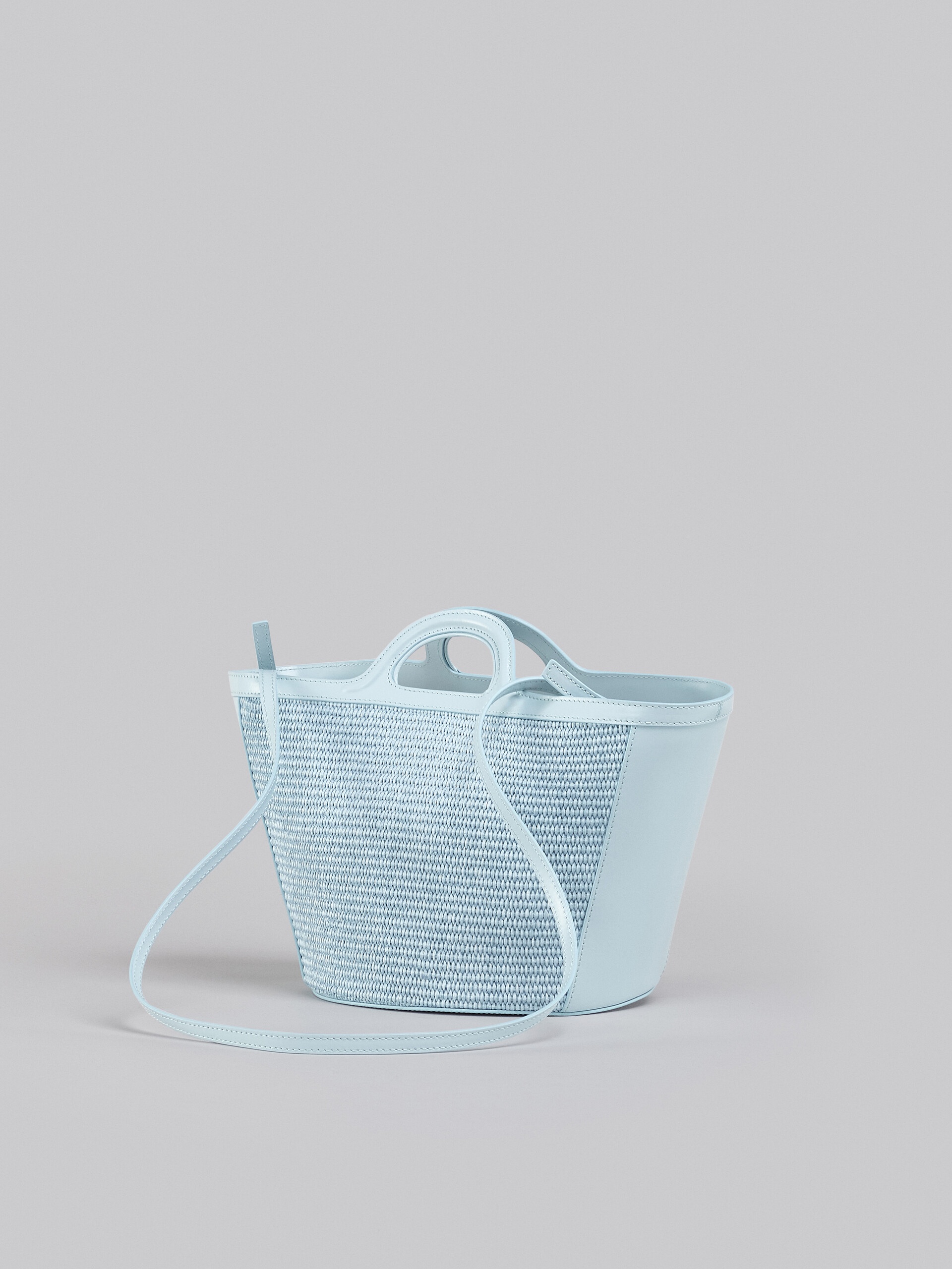 TROPICALIA SMALL BAG IN LIGHT BLUE LEATHER AND RAFFIA - 3