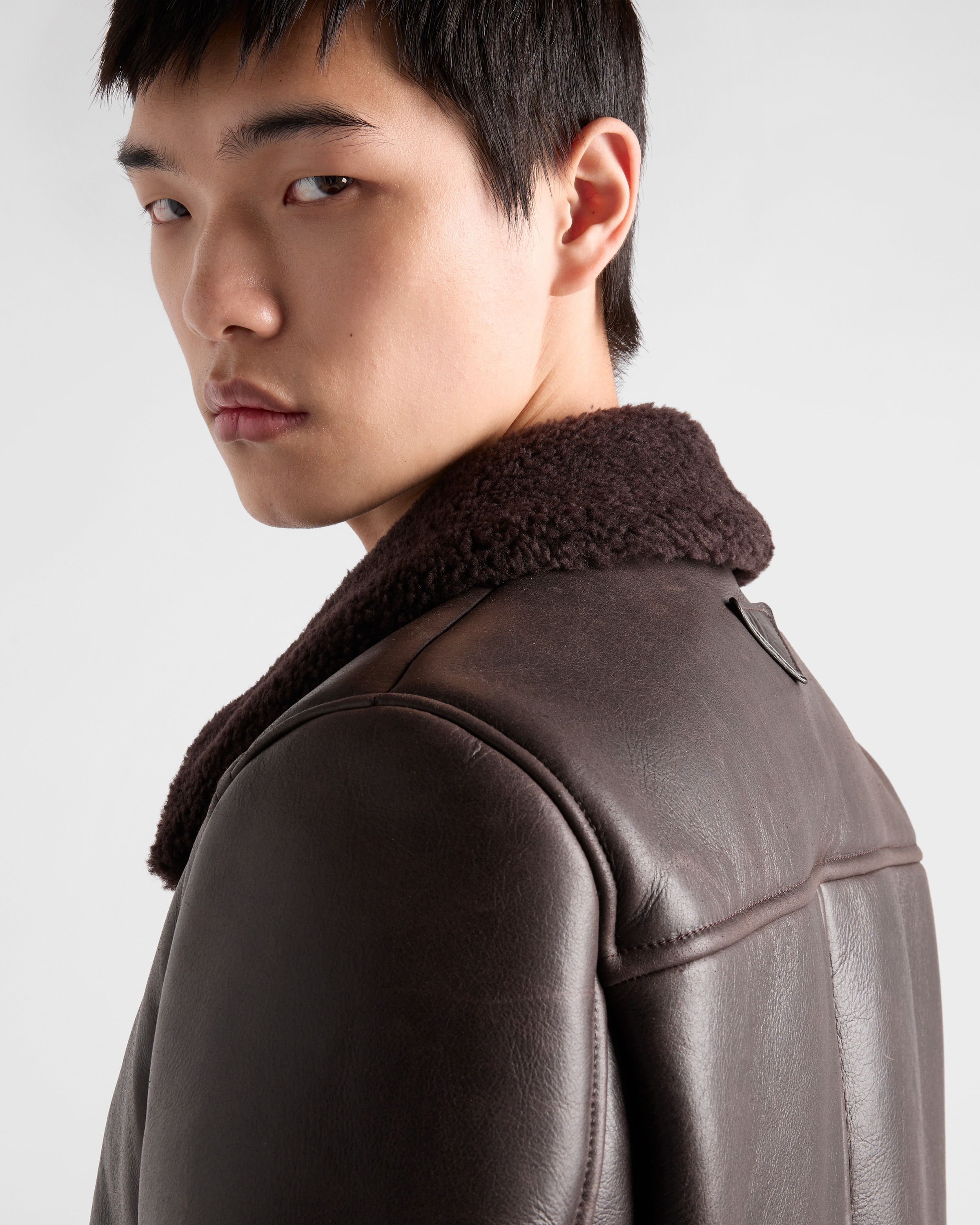 Leather and shearling jacket - 4