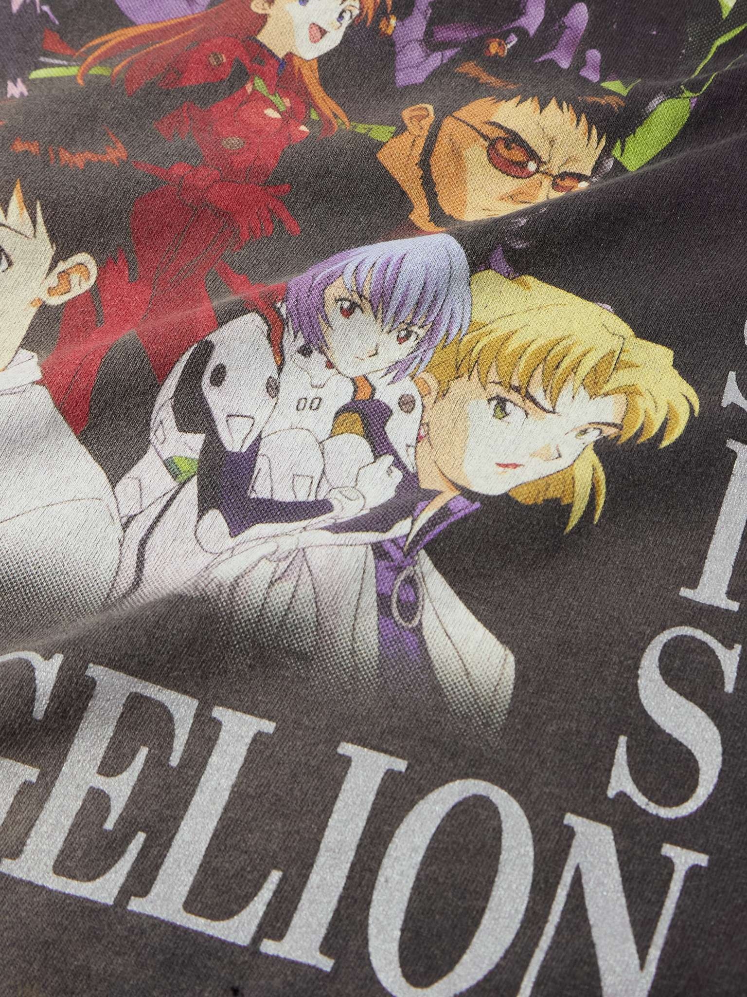 + Evangelion Distressed Printed Cotton-Jersey T-Shirt - 4