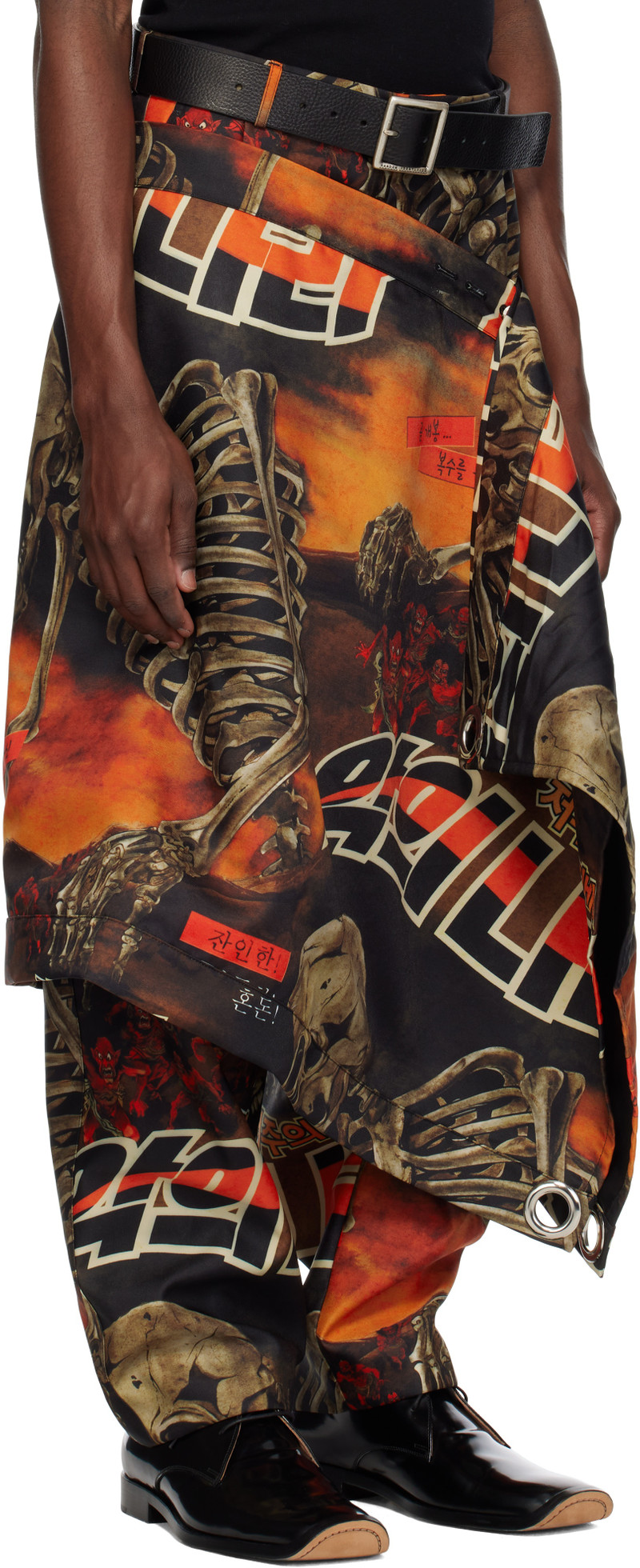 LU'U DAN Black & Orange Bendera Wrap Skirt outlook