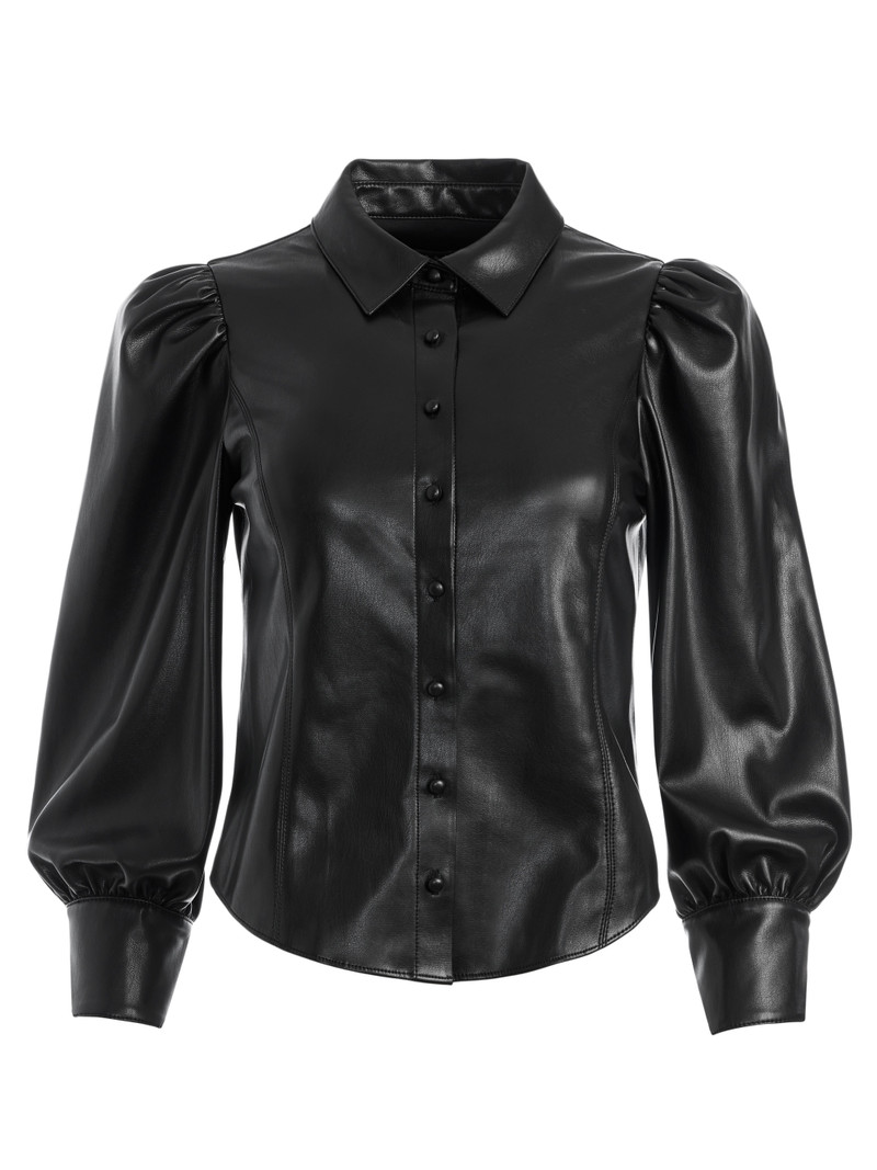 NADINE VEGAN LEATHER BUTTON DOWN - 1