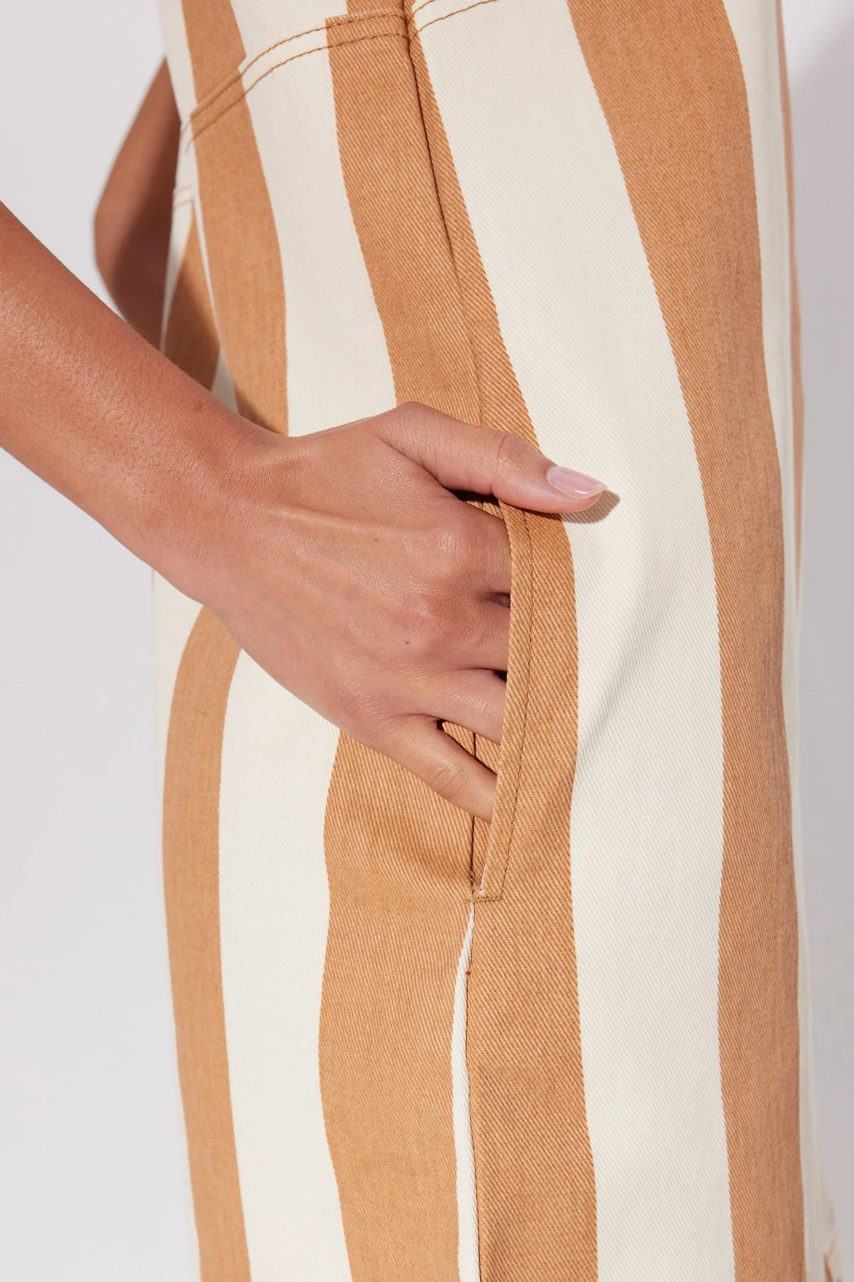 SIMONMILLER Sahara Striped Denim Dress in Tan Stripe | REVERSIBLE