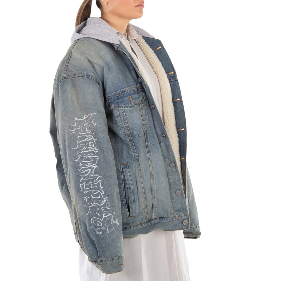 Balenciaga Ladies Blonde Ring Diy Metal Outline Hooded Jacket, Brand Size 1 (Small) - 2