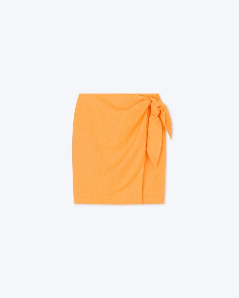 KEONA - Linen wrap mini skirt - Orange 1