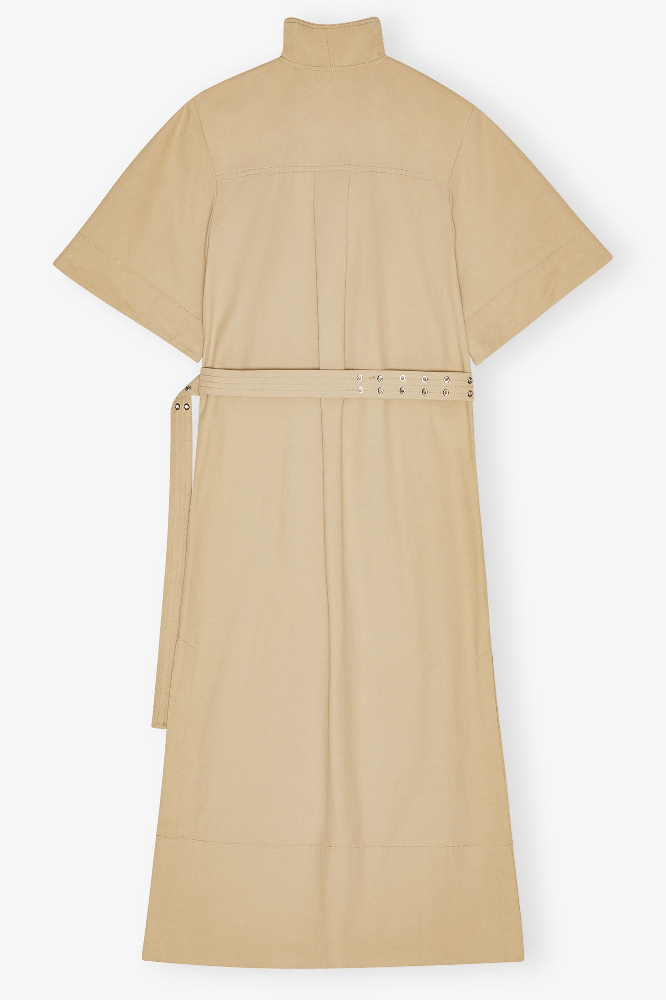 BEIGE STRETCH COTTON DRESS - 4