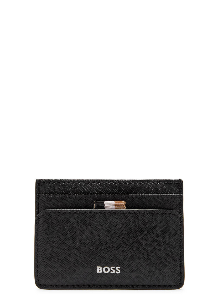 Boss Logo Saffiano Leather Card Holder - 1