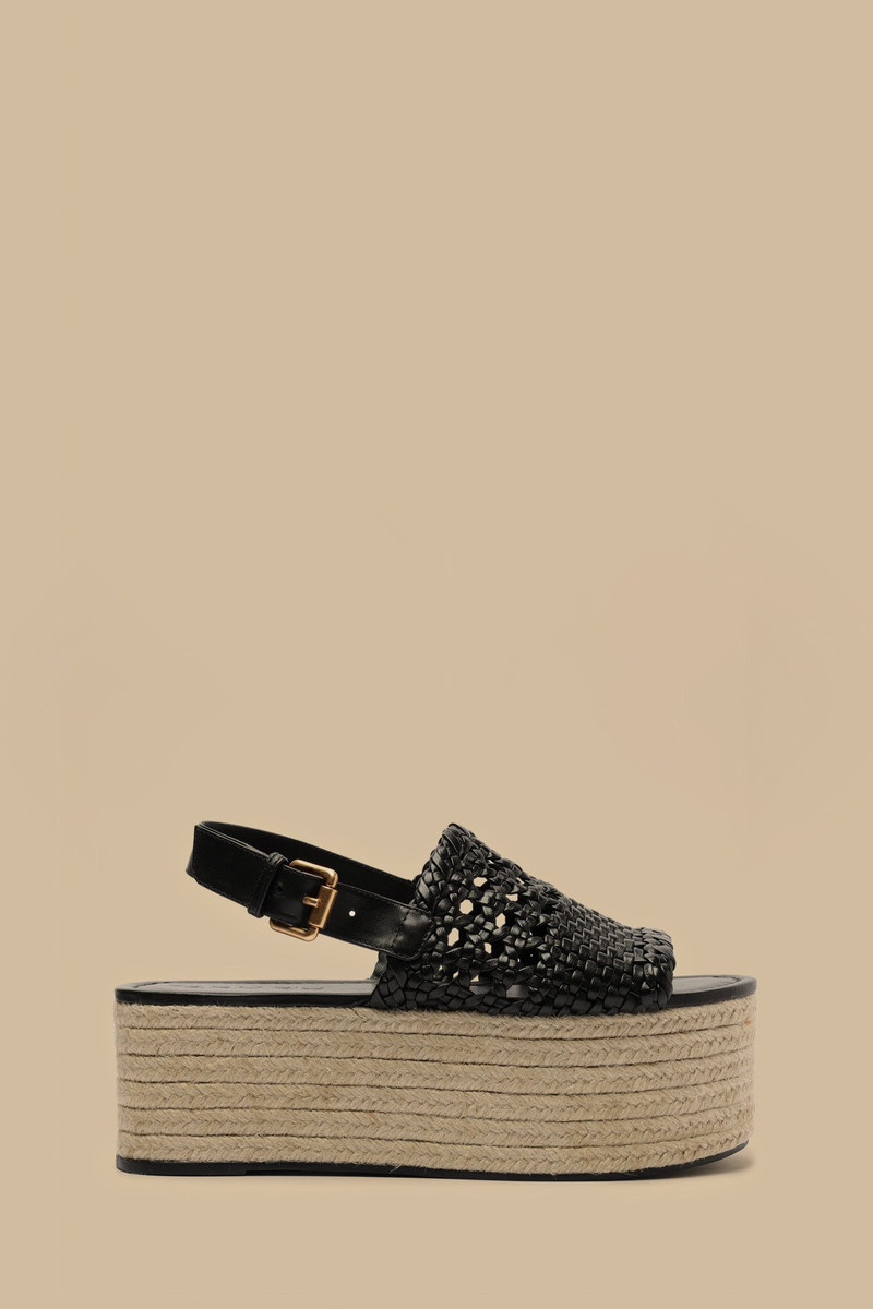 Black Woven Flatform Sandal 1