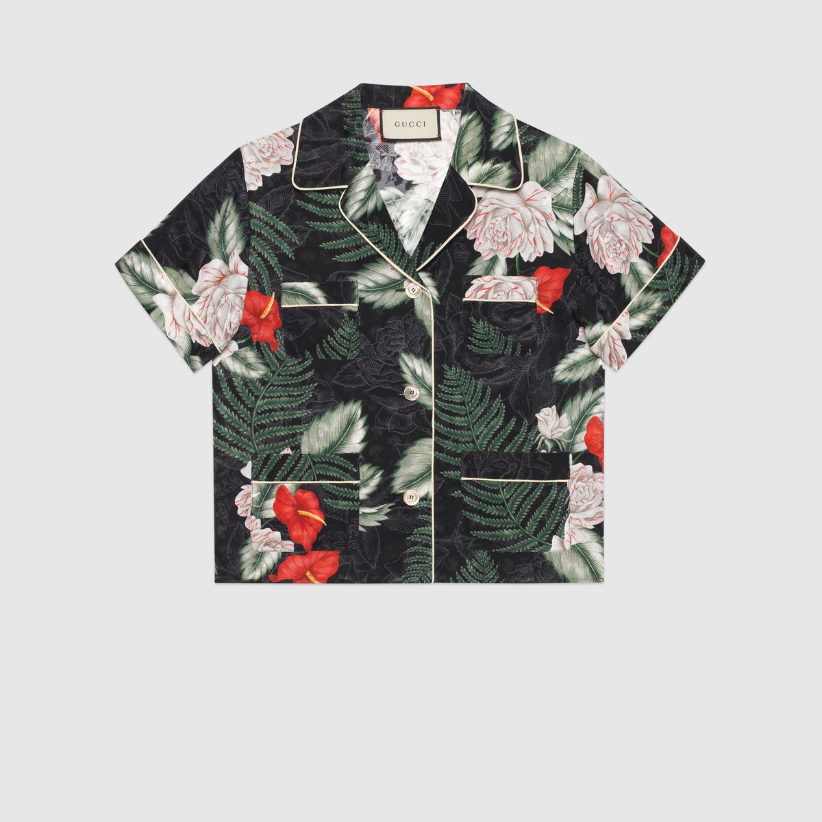 Hawaiian print silk shirt - 1