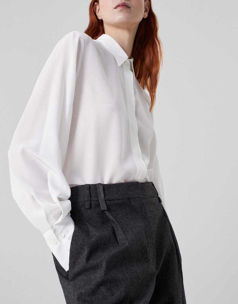 Techno virgin wool retro flannel slouchy trousers with monili 3