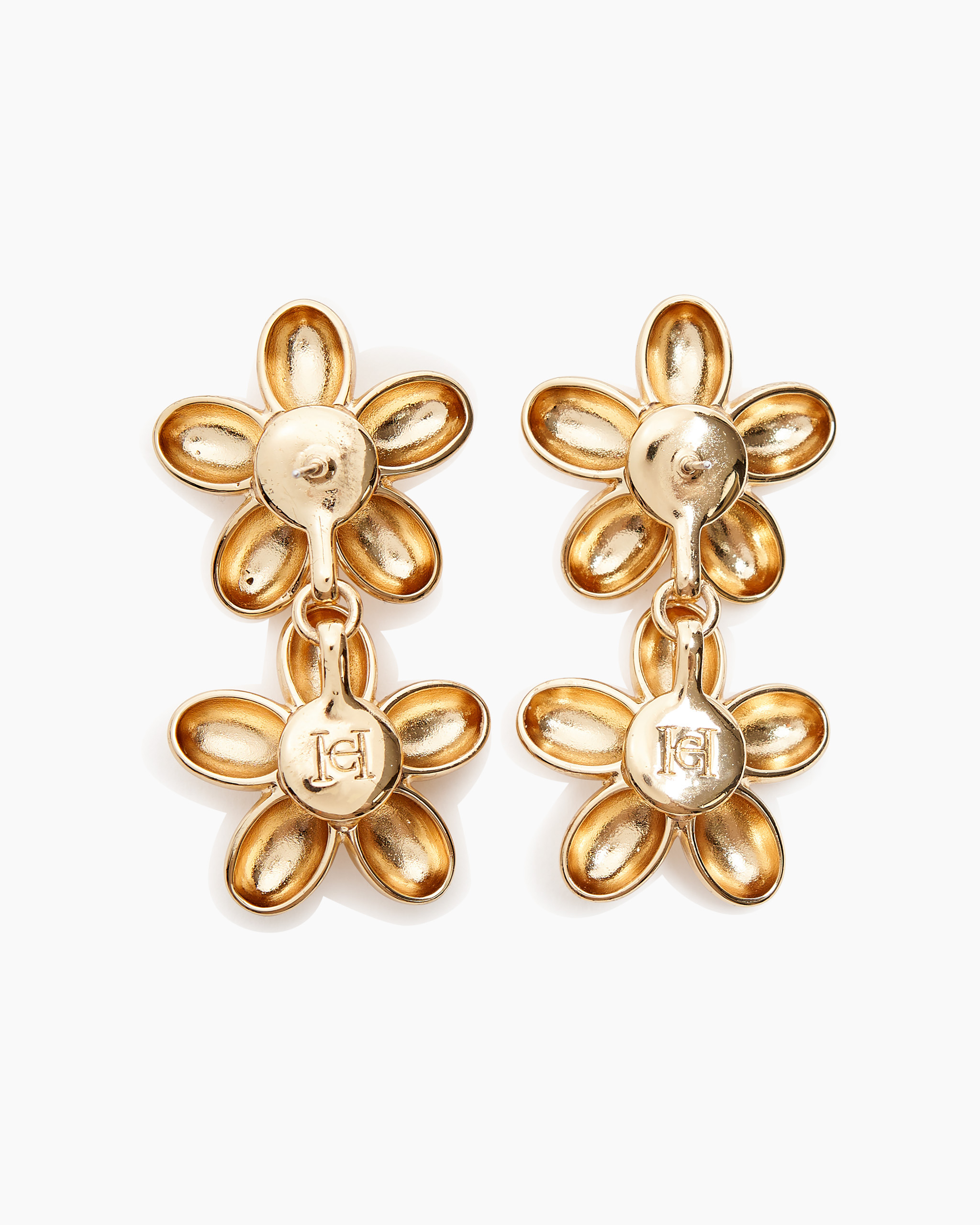 Double Flower Drop Earrings - 3