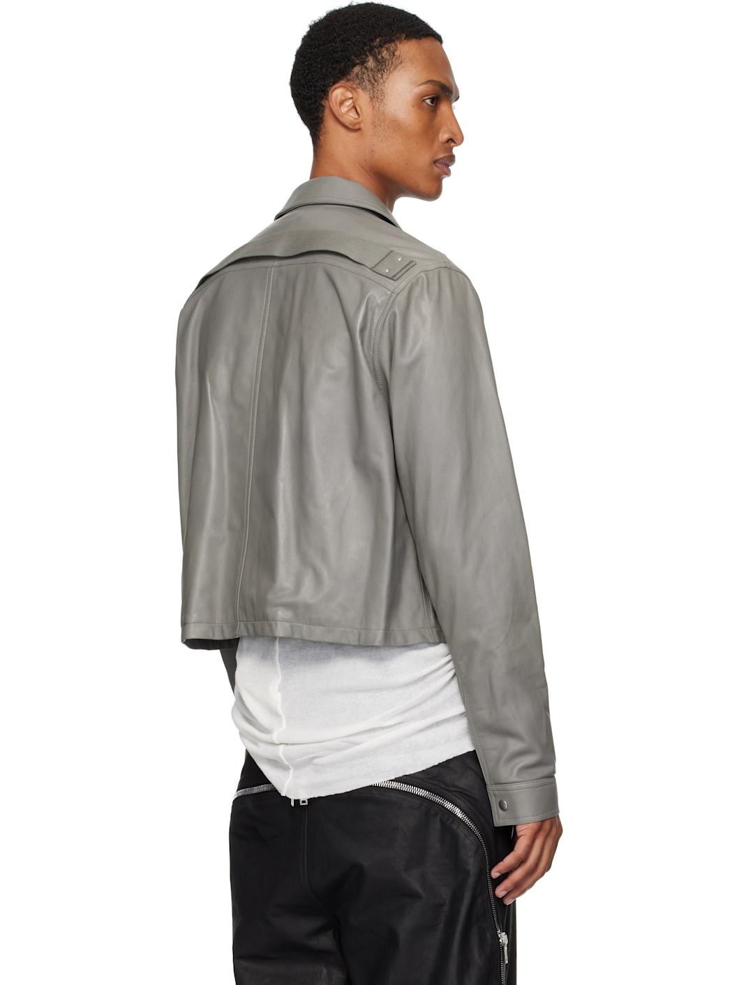 Gray Concordians Alice Brad Leather Jacket - 3