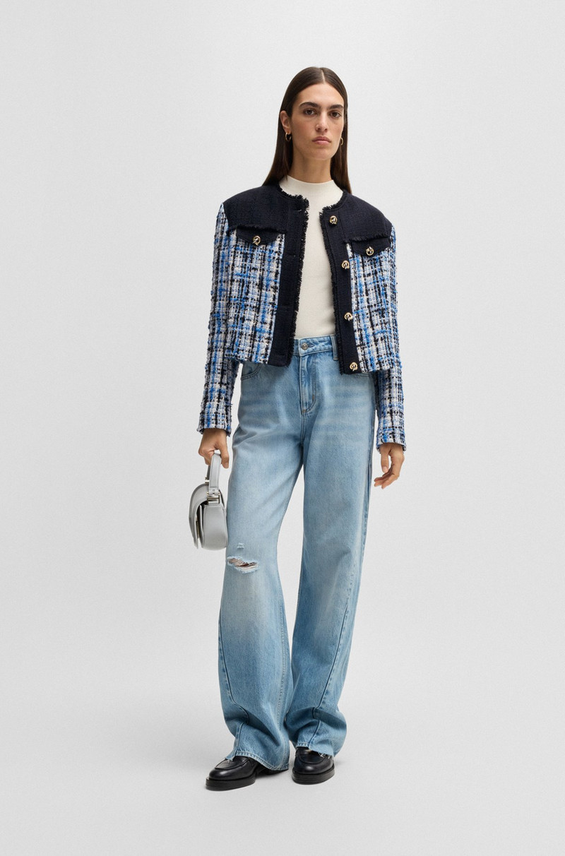 BOSS TWEED JACKET WITH CONTRAST PANELS AND KNOT BUTTONS outlook