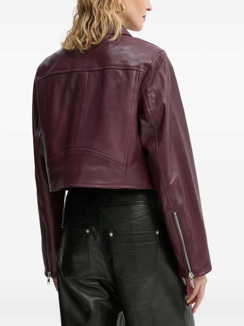 STAND STUDIO zip-fastening flap-pocket leather jacket outlook