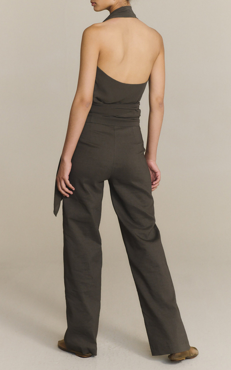 Brenna High-Rise Hemp-Blend Straight-Leg Pants dark grey 4