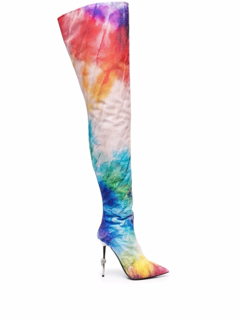 tie-dye print thigh high boots - 1