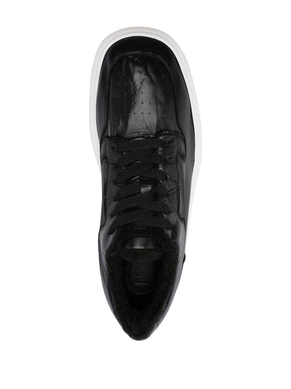shearling-lining patent leather sneakers - 4