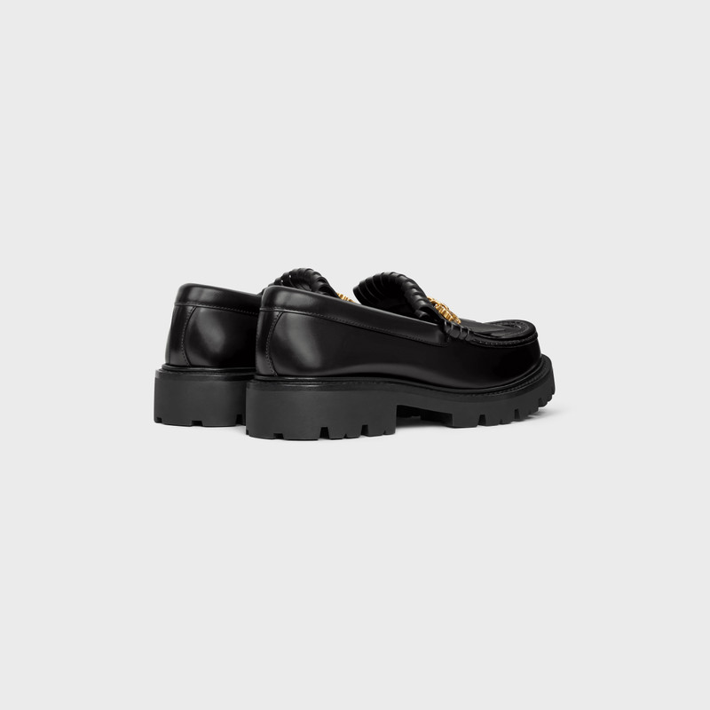 CELINE MARGARET CHUNKY LOAFER WITH FRINGES AND TRIOMPHE CHAIN in POLISHED BULLSKIN outlook