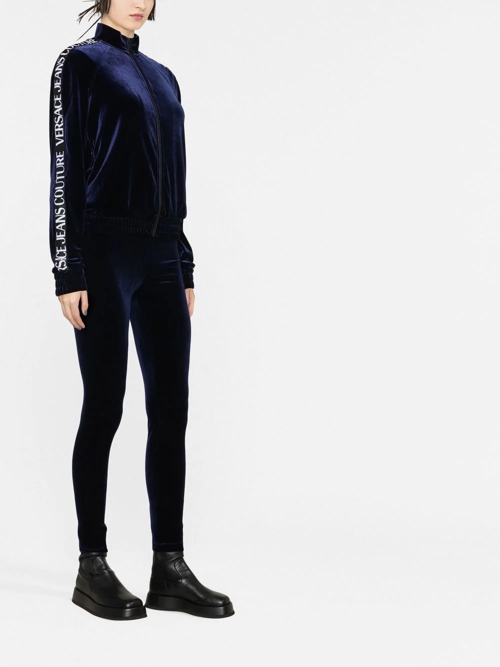 logo-tape zipped sweatshirt - 3