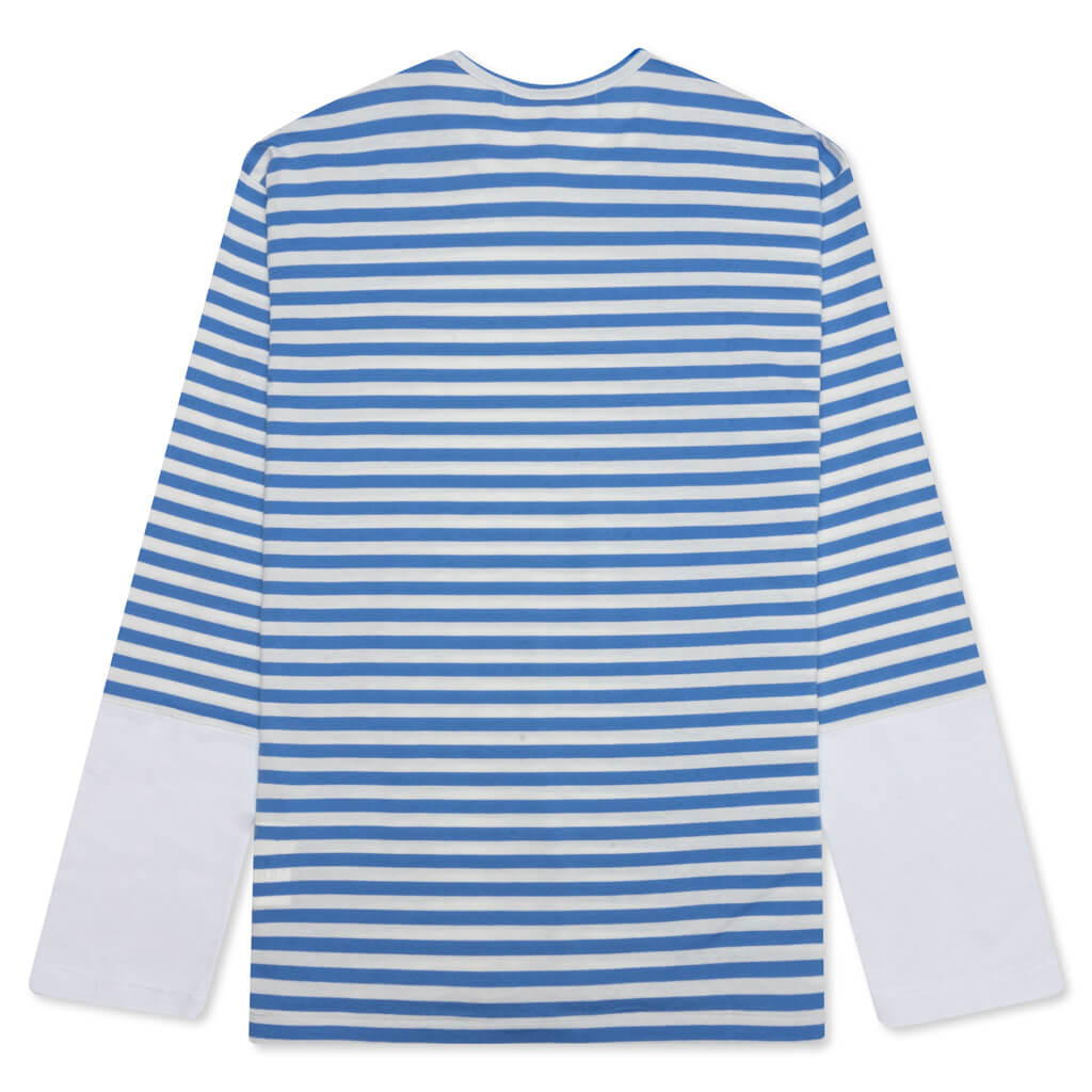 WOMEN'S STRIPED WHITE SLEEVE L/S T-SHIRT - BLUE - 2