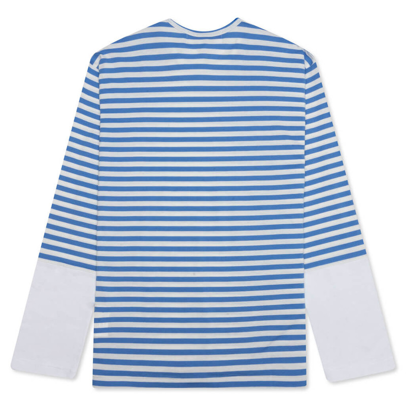 Comme des Garçons PLAY WOMEN'S STRIPED WHITE SLEEVE L/S T-SHIRT - BLUE outlook