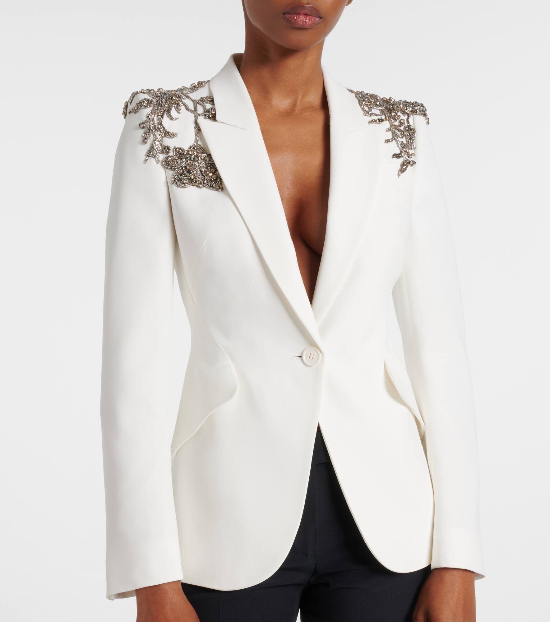 Embroidered single-breasted blazer - 6