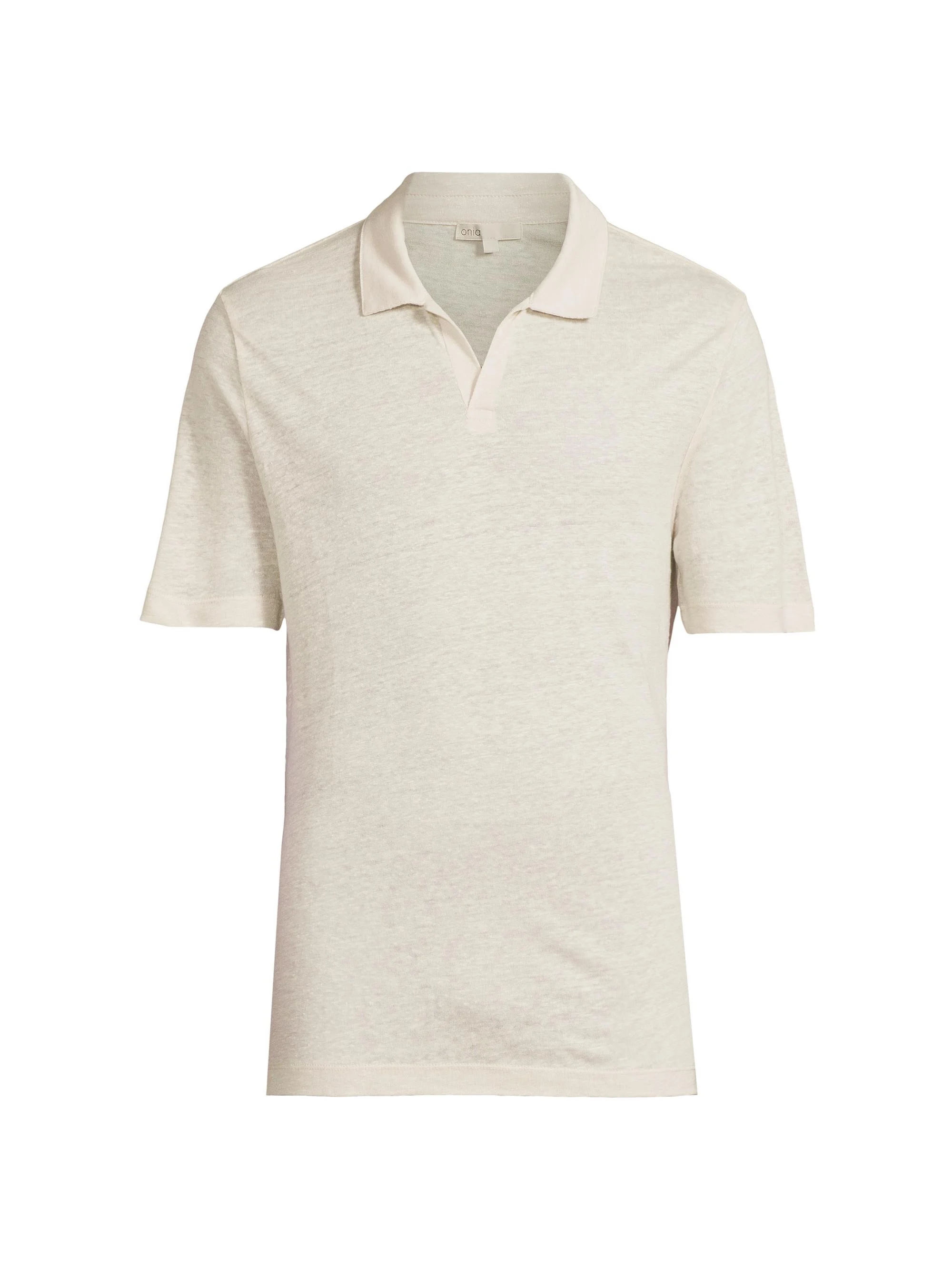 Men's Shaun Linen Polo Shirt - Stone - 1