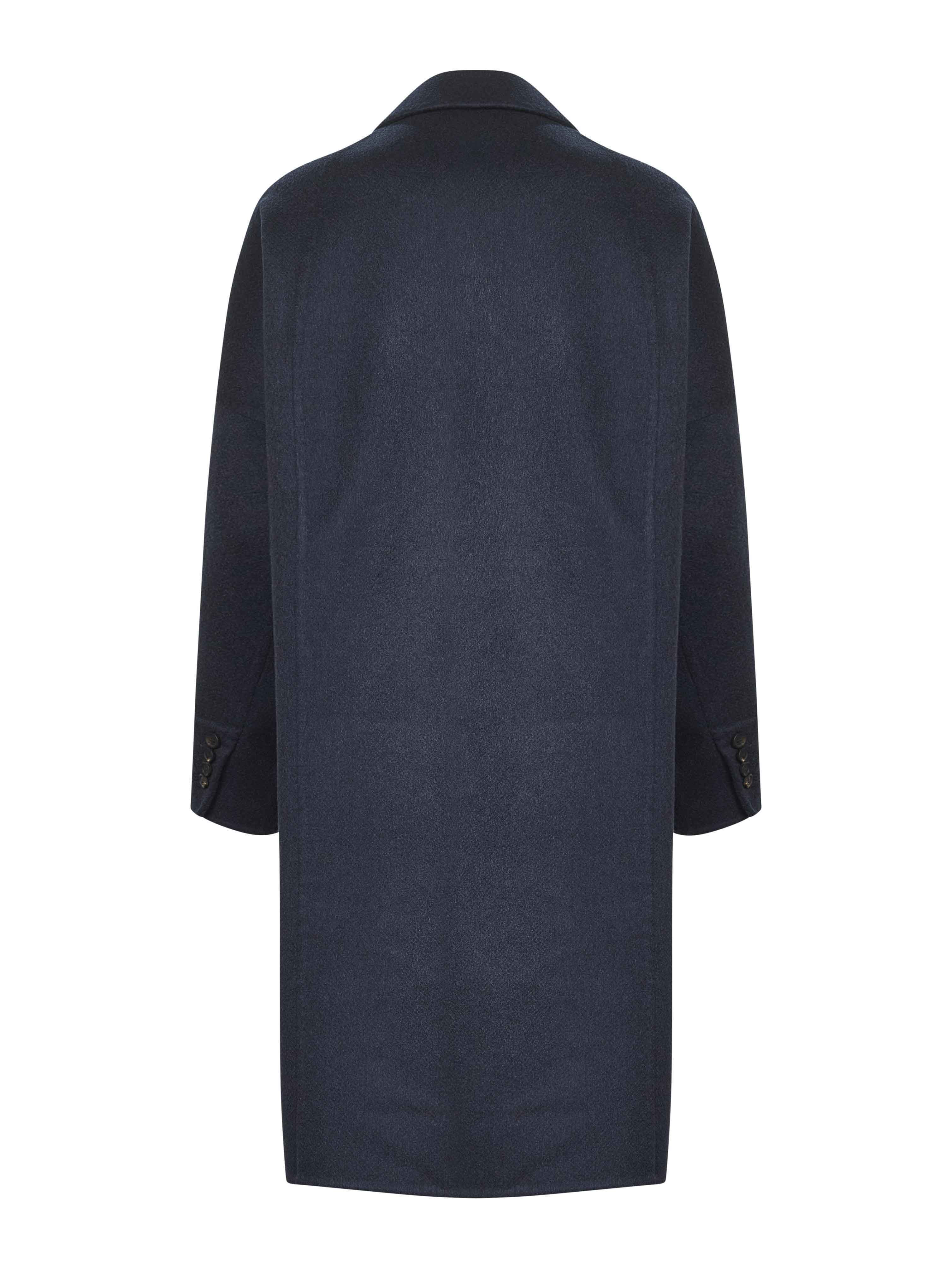 Brunello Cucinelli Women Blue Cashmere Double-Breasted Cocoon Coat - 2