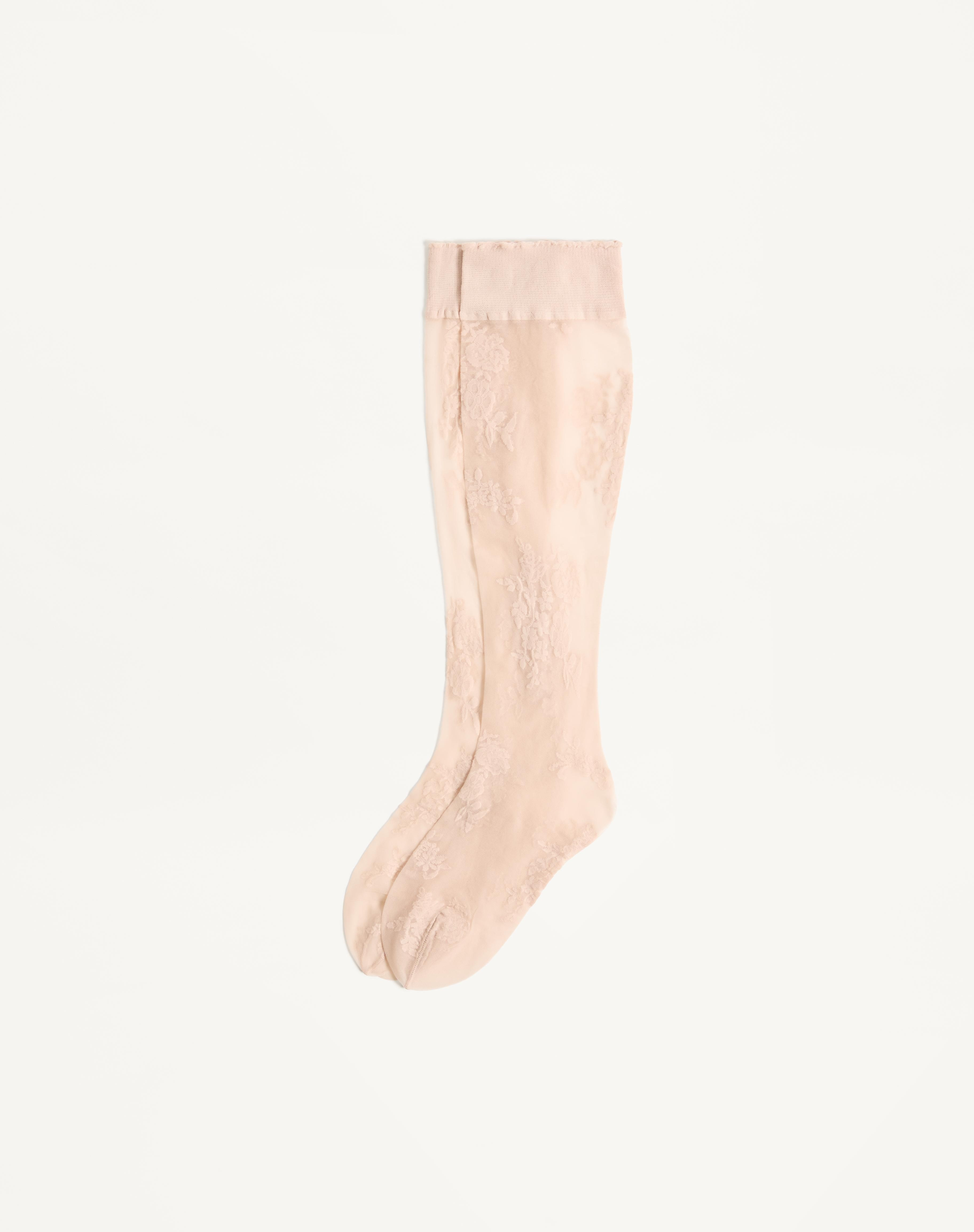 FLORAL LYCRA KNEE-HIGH SOCKS - 1