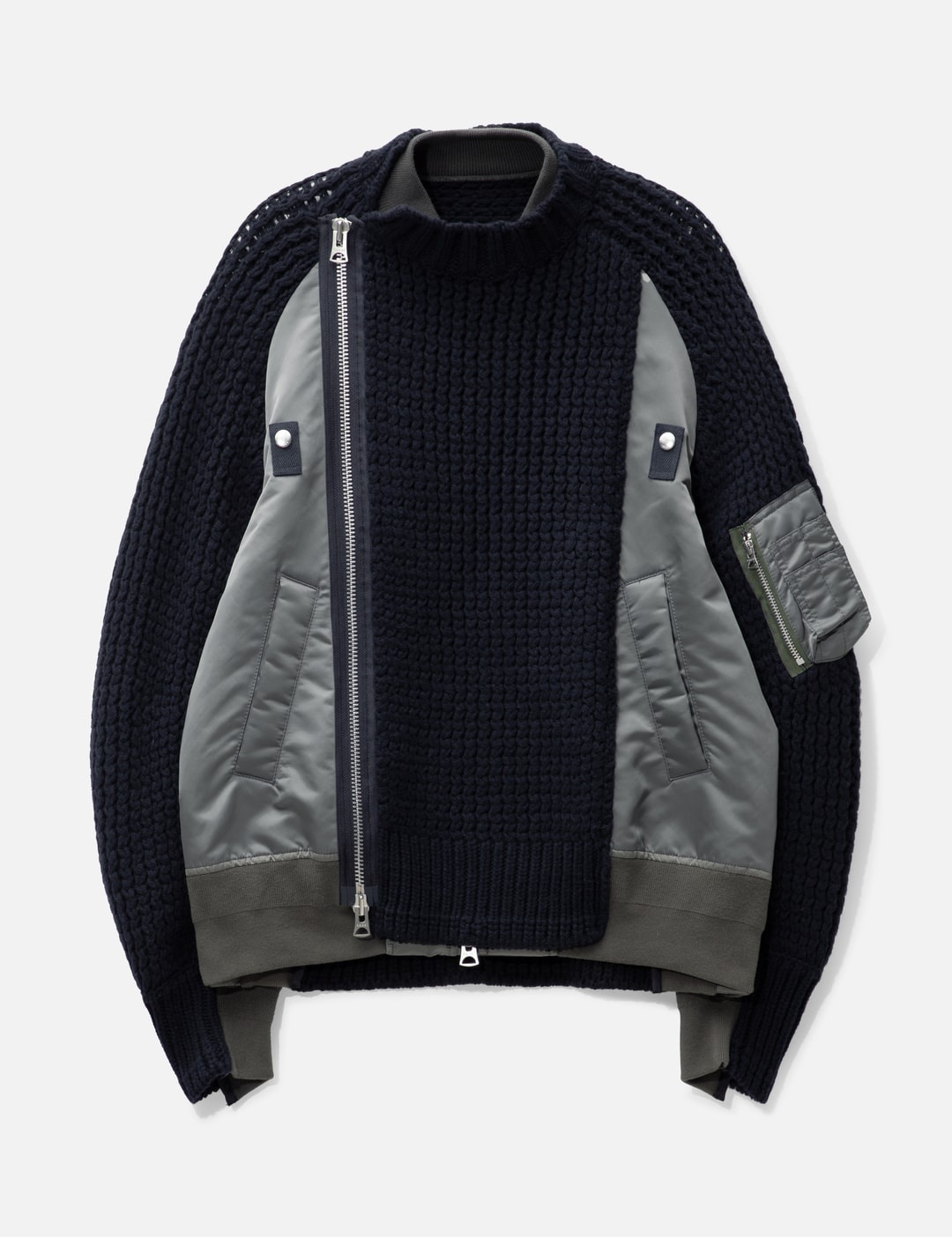 NYLON TWILL MIX KNIT BLOUSON