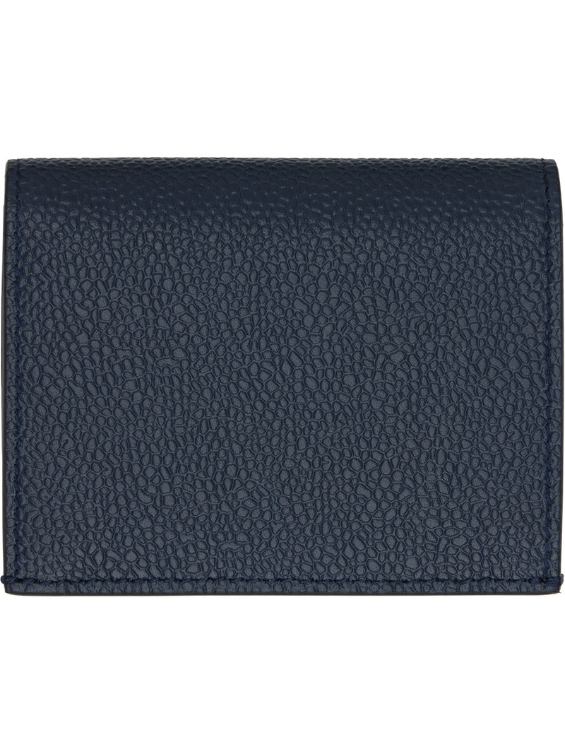 Thom Browne Navy Pebble Grain 4-Bar Double Card Holder outlook