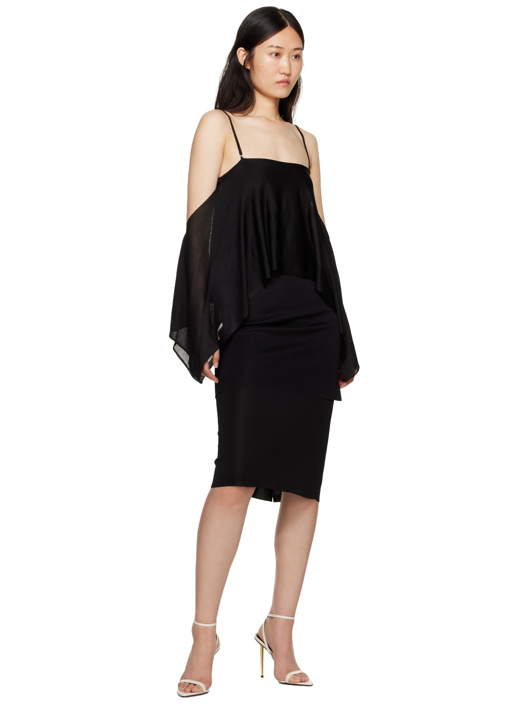 Black Zip Midi Skirt - 4